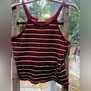 Cloud Chaser XL Striped crochet knit tank top scalloped bottom